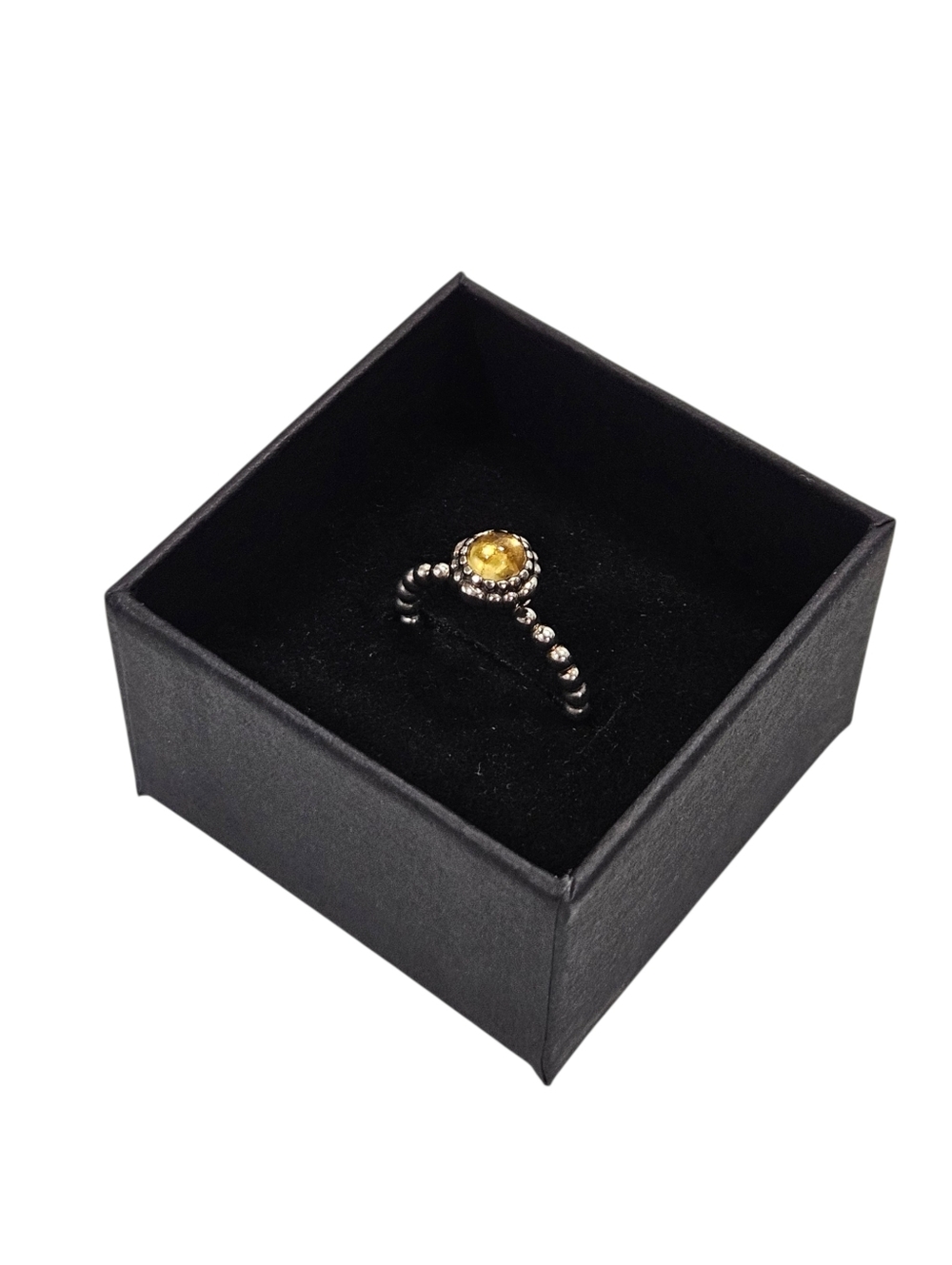 Pandora November Birthday Bloom Citrine Ring Sterling Silver Size 50